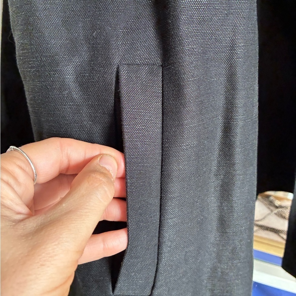 EILEEN FISHER WOMEN'S BLACK TENCEL & ORGANIC LINEN SLUB JACKET size M - Picture 5 of 7
